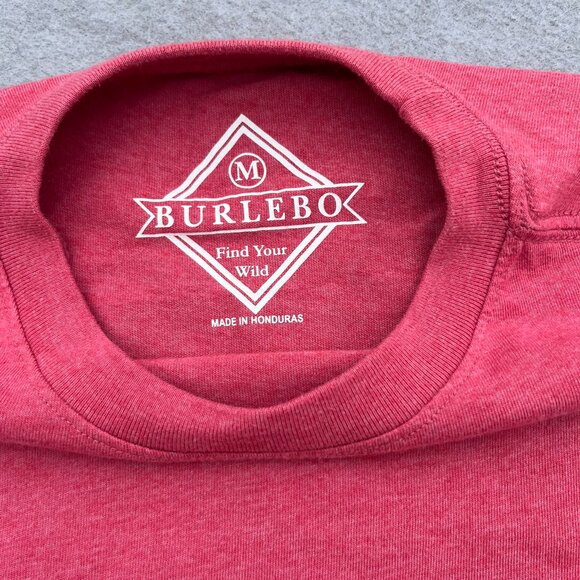 BURLEBO Long Sleeve T Shirt Mens Medium Crew Neck Mountains Flag Outdoors - Picture 5 of 5